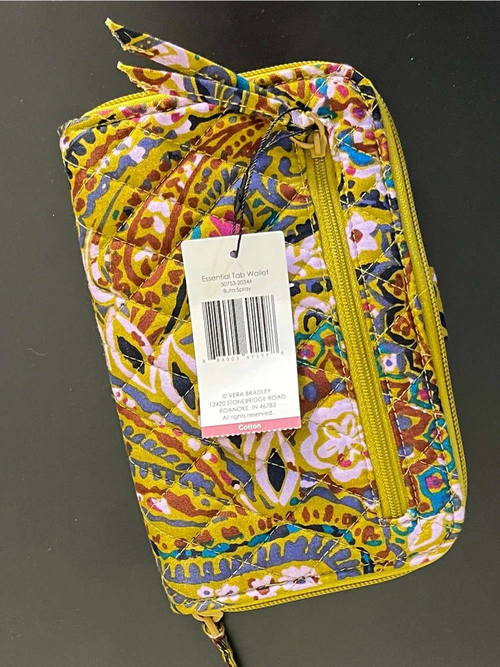 NWT Vera Bradley Buta Spray Cotton Essential Tab Paisley Zipper Wallet - Picture 2 of 5